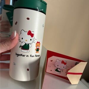 Hello Kitty Cream and Green Thermos